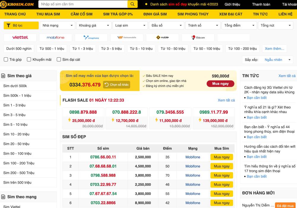 Bộ source code website bán sim số đẹp